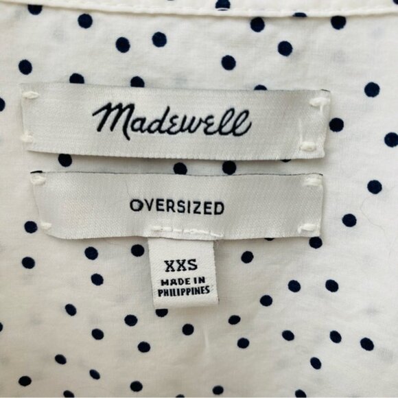 Madewell Oversized Polka Dot Button Up Top White Sz XXS - Picture 9 of 9